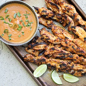 Chicken Satays with Thai Peanut Dipping Sauce