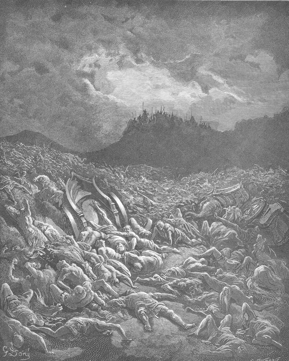 The Ammonite and Moabite armies are destroyed while Judah sings