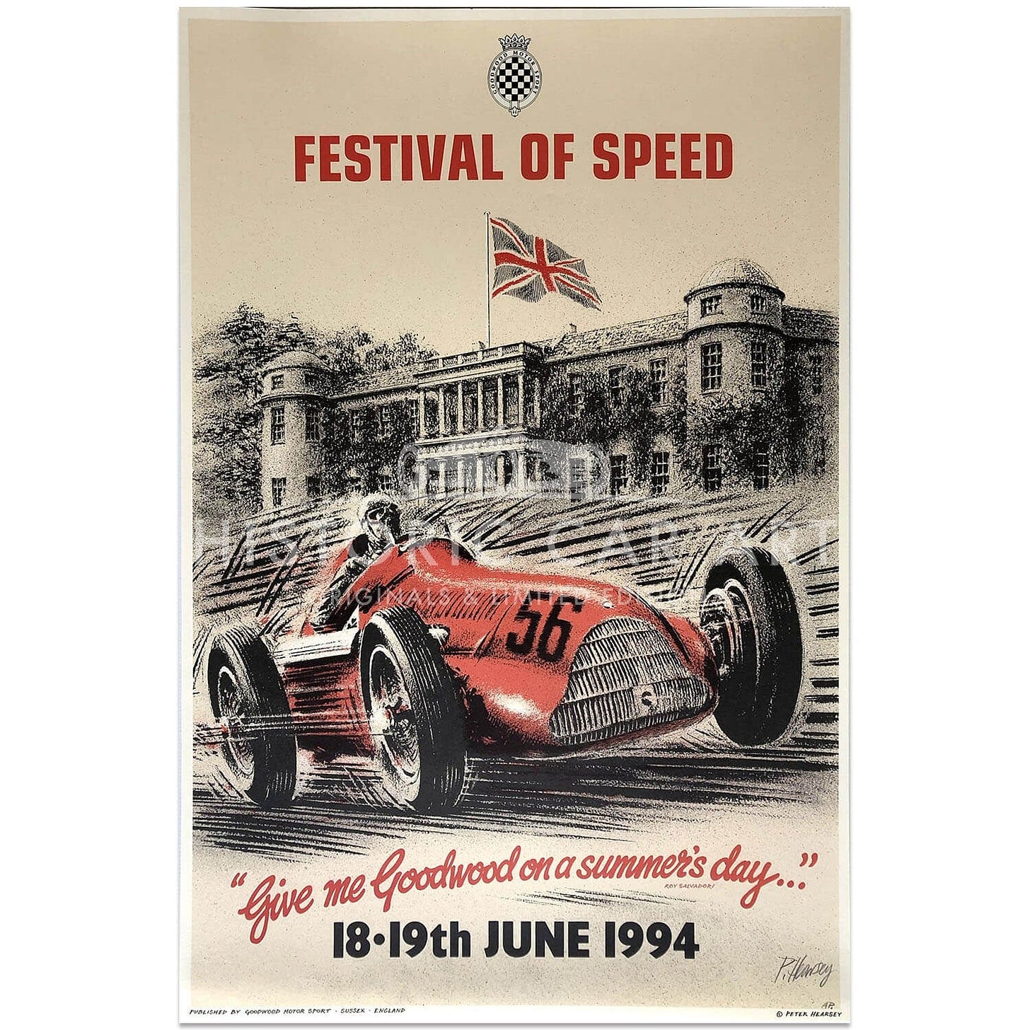 Peter HEARSEY -British | Goodwood Festival of Speed 1994 Poster – Historic Car Art Peter HEARSEY -British | Goodwood Festival of Speed 1994 Poster – Historic Car Art