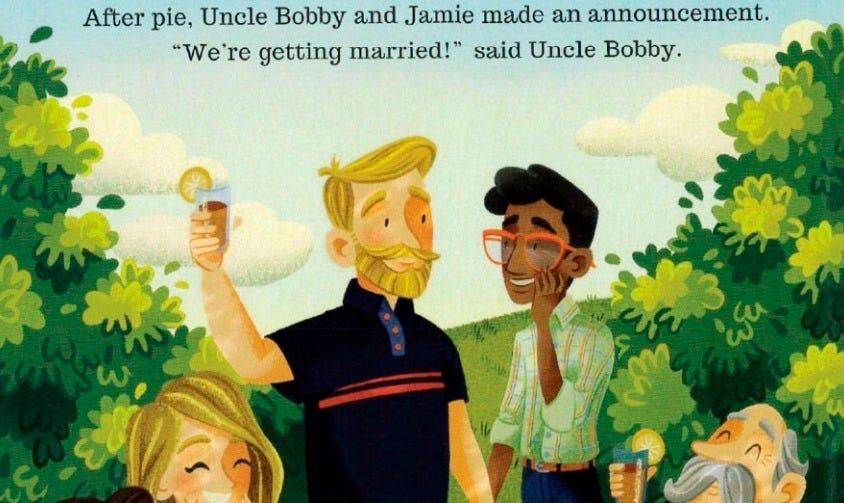 After pie, Uncle Bobby and Jamie made an announcement. "we're getting married!" After pie, Uncle Bobby and Jamie made an announcement. "we're getting married!"