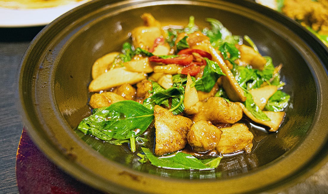 Lion’s Mane Mushroom Sauté with Garlic & Greens