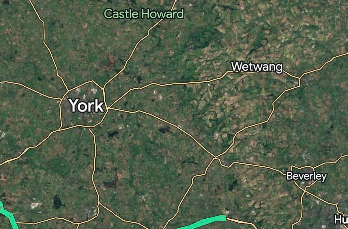 A map of the York area of England showing nearby town Wetwang A map of the York area of England showing nearby town Wetwang