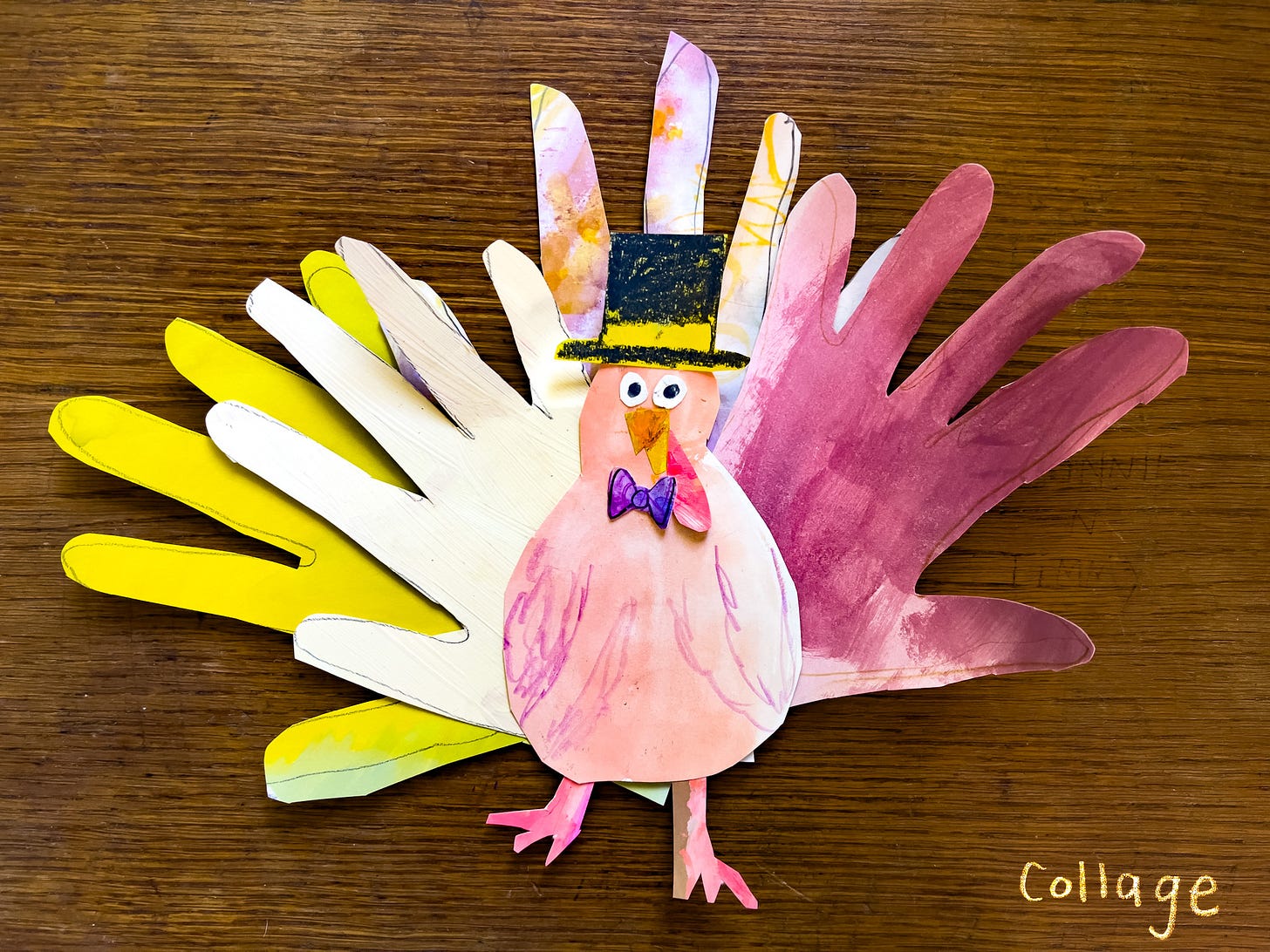 collage hand turkey by beth spencer