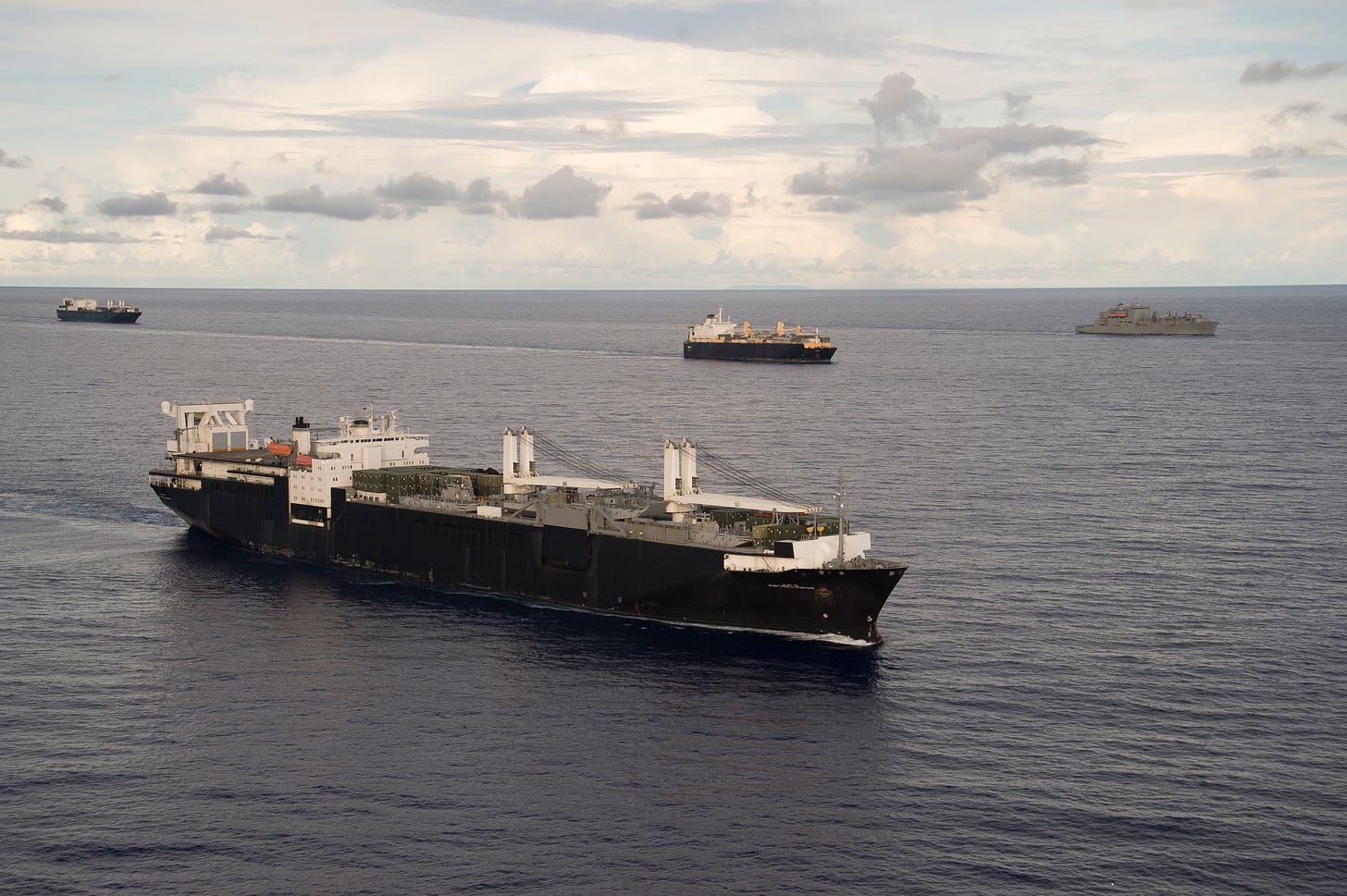 Maritime Prepositioning Ships Squadron (MPSRON 3) executes a Group Sail off the coast of Guam Oct. 4, 2017. Maritime Prepositioning Ships Squadron (MPSRON 3) executes a Group Sail off the coast of Guam Oct. 4, 2017.