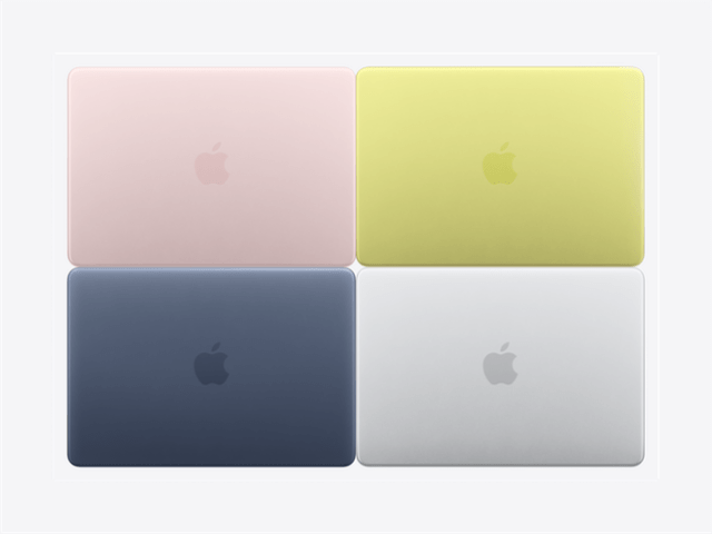 MacBook Neo comes in four colors: (from top left) Blush, Citrus, Indigo, and Silver. MacBook Neo comes in four colors: (from top left) Blush, Citrus, Indigo, and Silver.