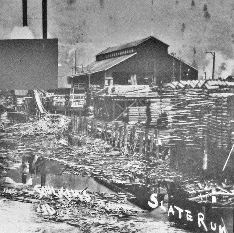 Marker detail: The J.B. Weed Sawmill image. Click for full size.