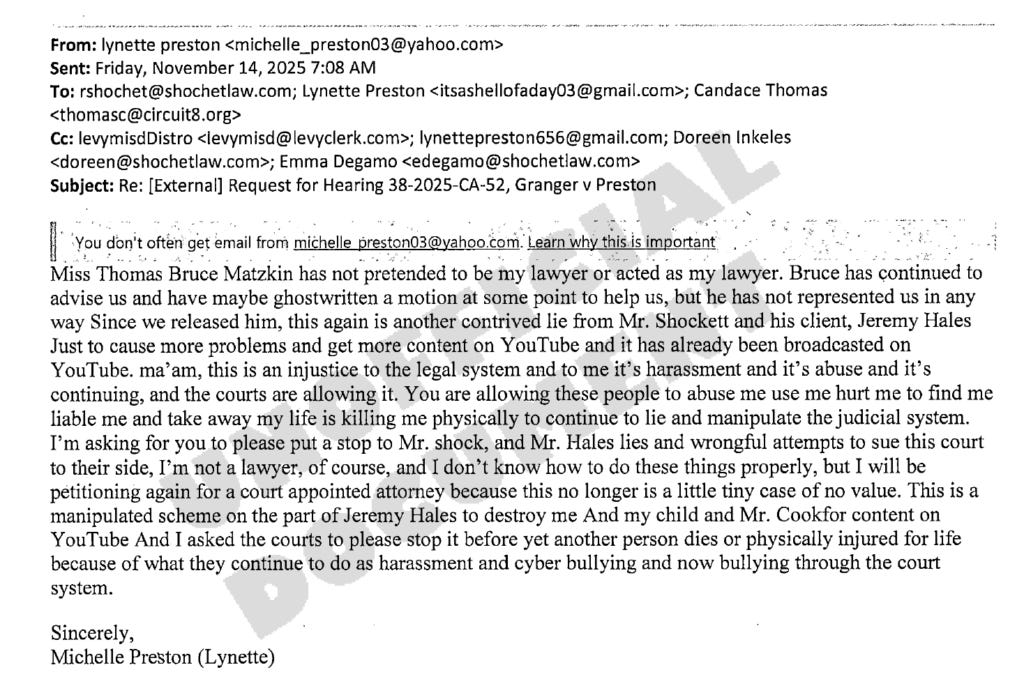November 14, 2025 Email - Michelle Preston