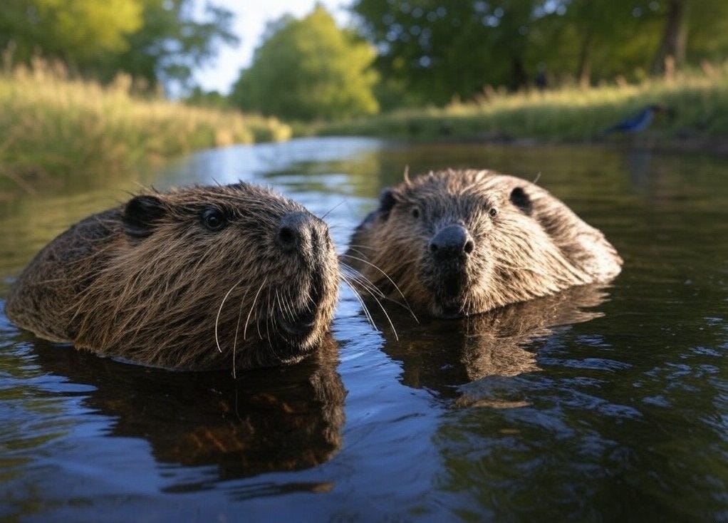 Beavers Swimming in the Wild