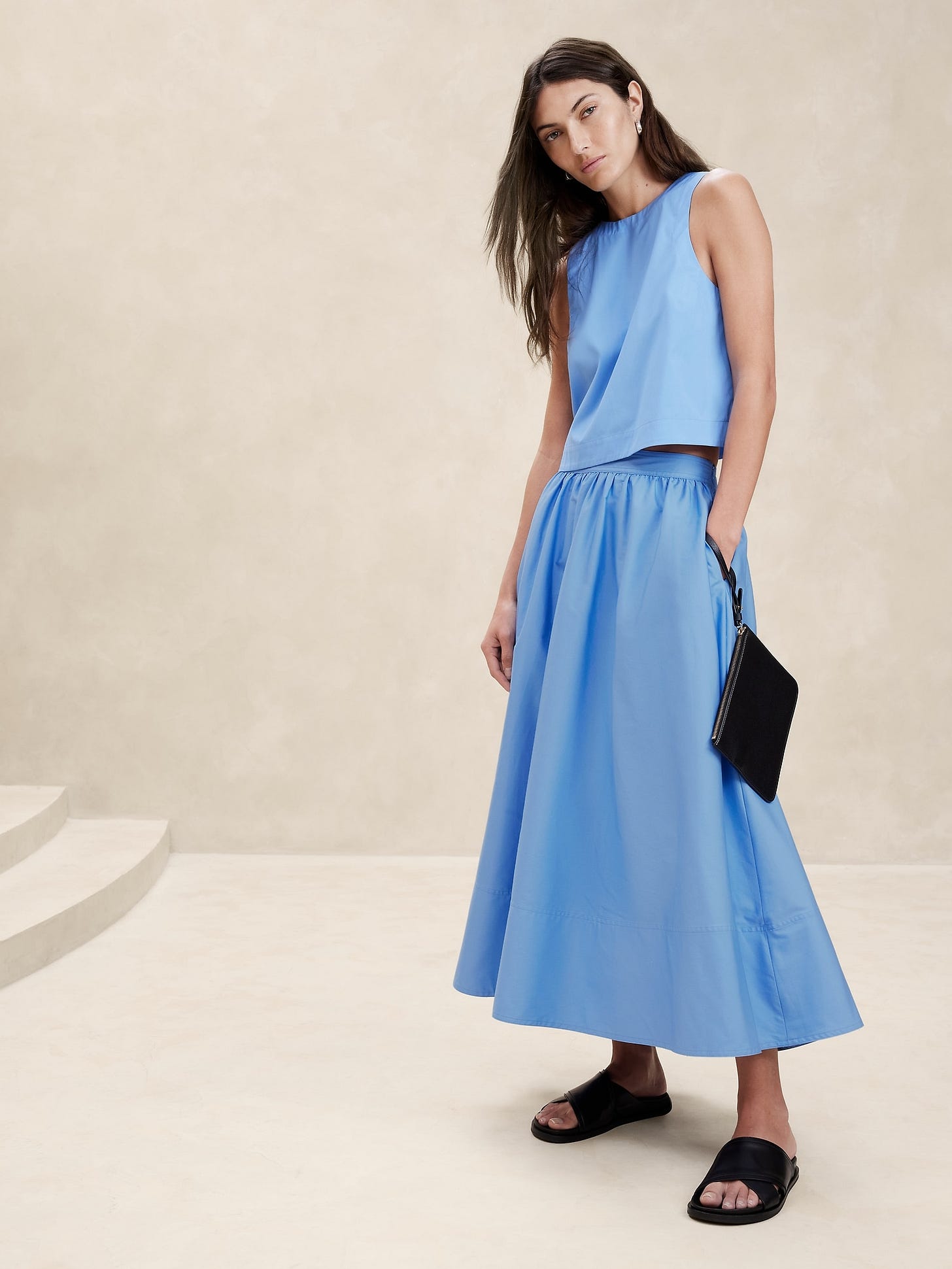 Ariella Poplin Midi Skirt