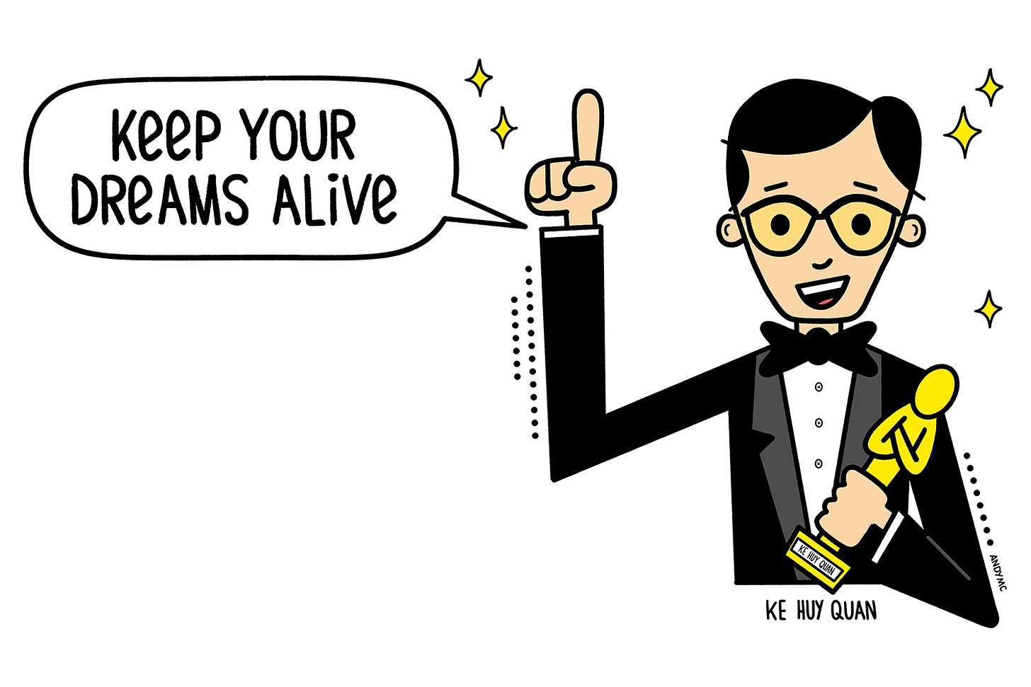 an illustration of actor Ke Huy Quan
