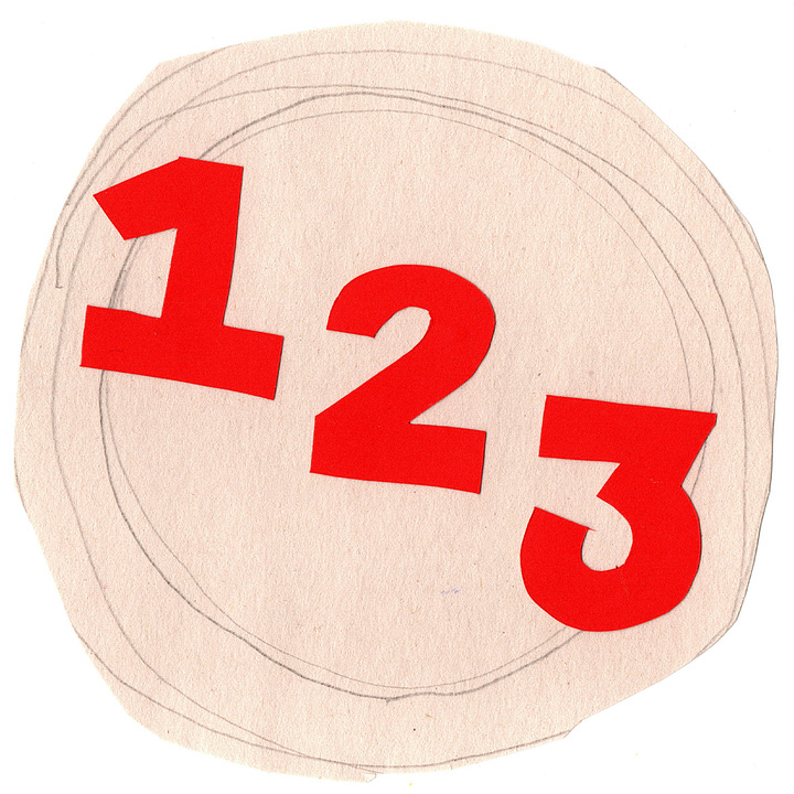 Images showing paper cuts for FLO LOW and 123 and the resulting red, yellow, blue logos