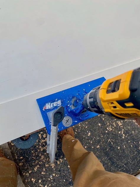 Adding Euro hidden hinges to cabinet doors.
