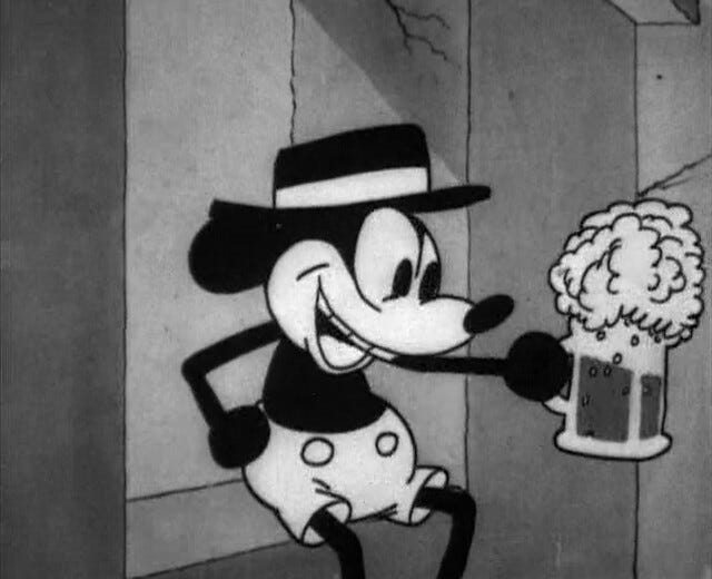 Mickey Mouse Drinking A Beer