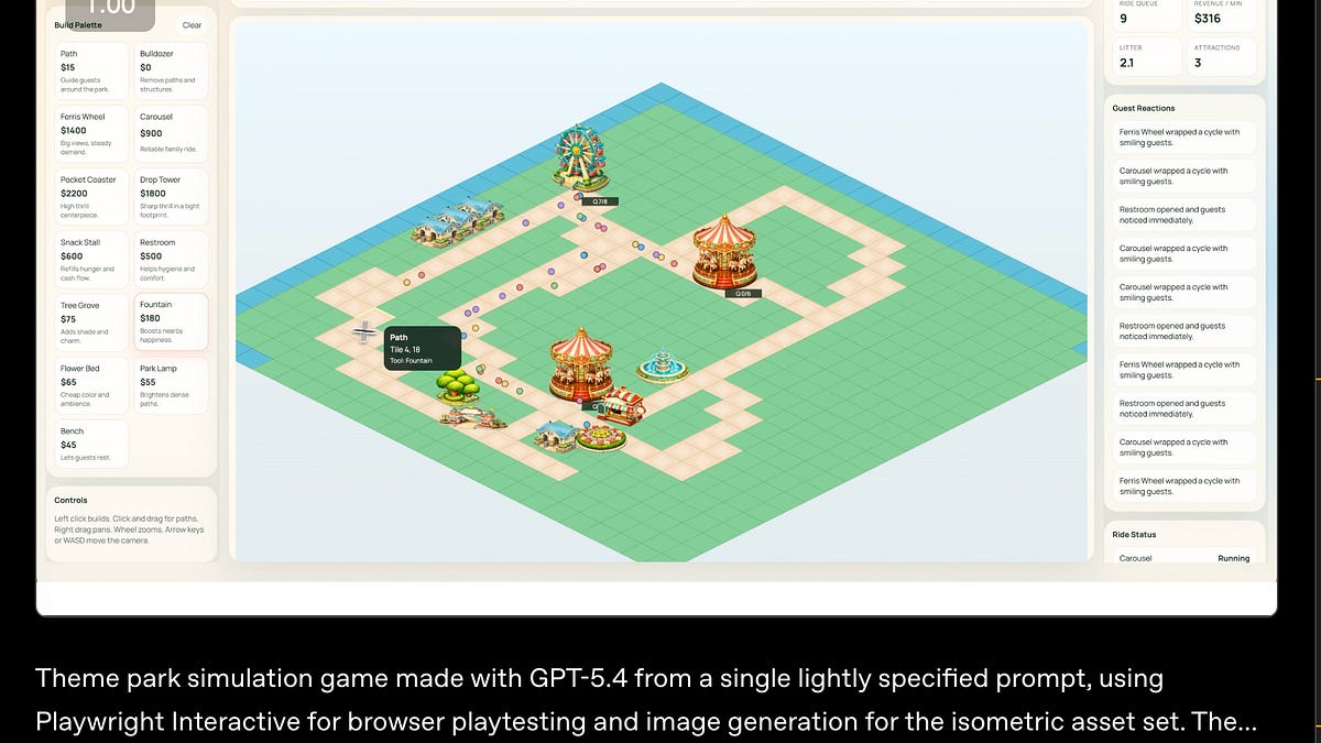 Chart showing GPT-5.4 dominating GDPVal and OSWorld benchmarks over competitors