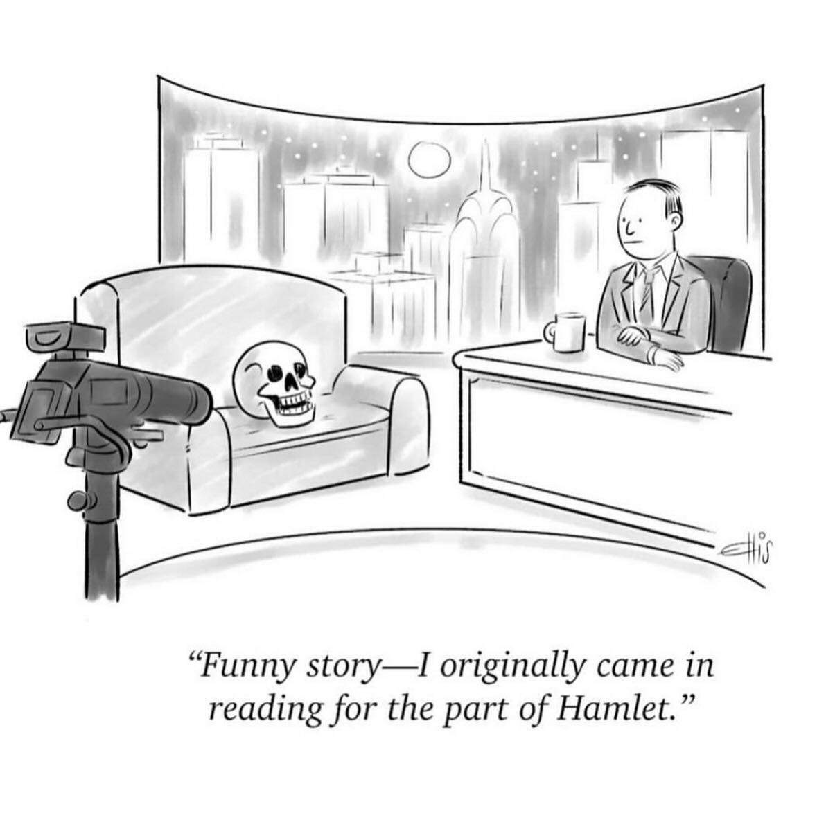 Skull to interviewer: “Funny story—I originally came in reading for the part of Hamlet.”