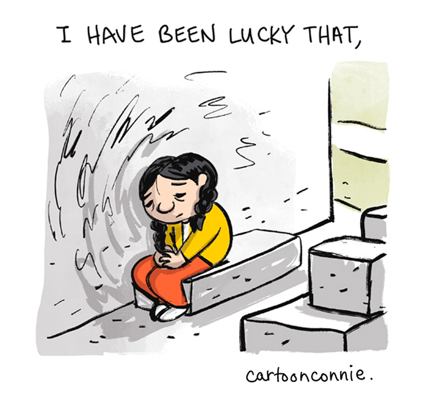Panel 1/6 of a 6-panel comic strip illustrating a visual metaphor of how individuals can be a bridge to belonging, even when we feel isolated and alone. Titled "Bridges To Belonging," 2026, by Connie Sun, cartoonconnie. Panel 1/6 of a 6-panel comic strip illustrating a visual metaphor of how individuals can be a bridge to belonging, even when we feel isolated and alone. Titled "Bridges To Belonging," 2026, by Connie Sun, cartoonconnie.