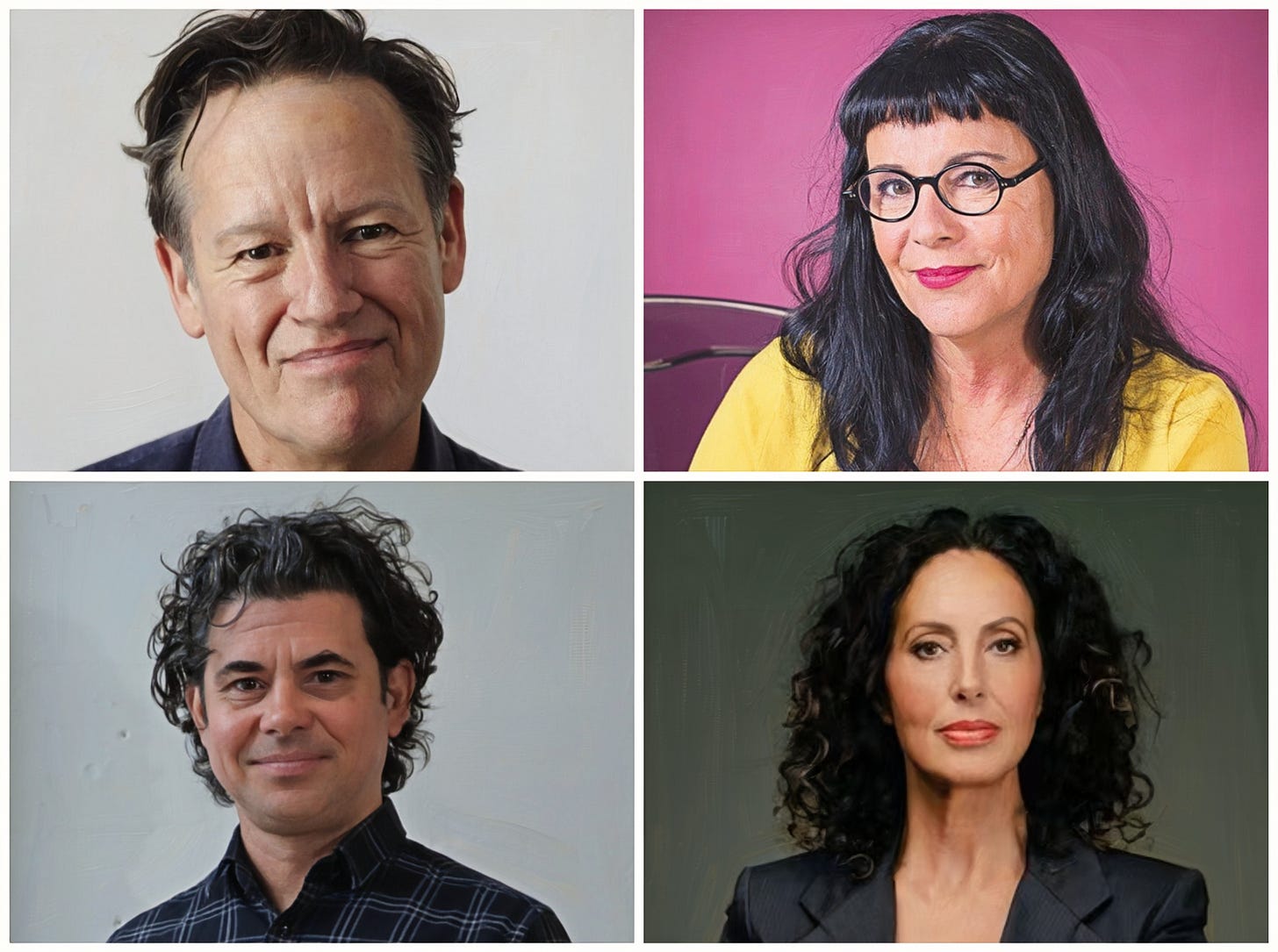 A montage of Simon Wilson, Michelle A’Court, Moana Maniapoto, and Toby Manhire.