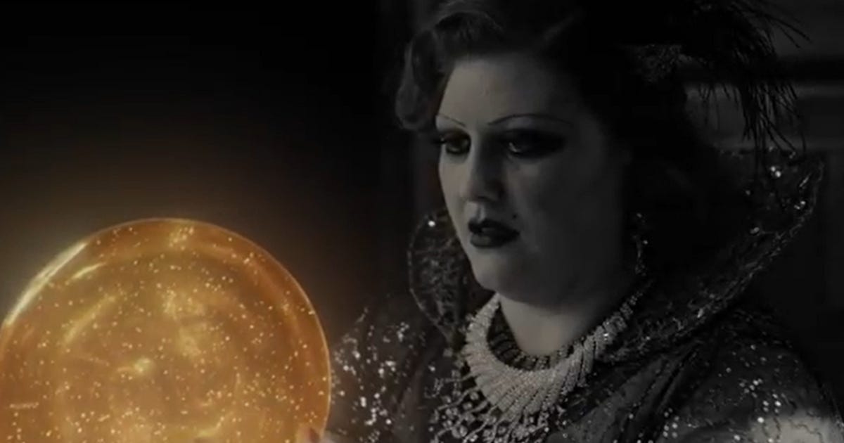 Senorita Dido looks at a glowing ball representing goodness in Part 8: Gotta Light?