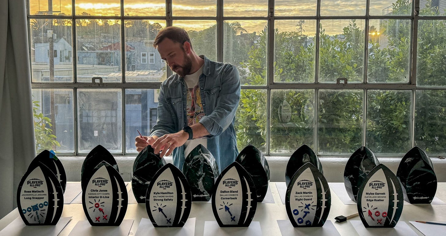 Brian Madden arranging the NFLPA-PAP awards