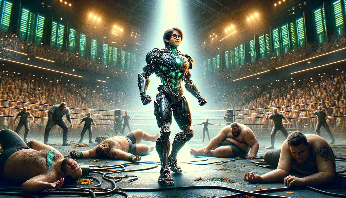 Image by DALL-E - Cyborg wins the battle