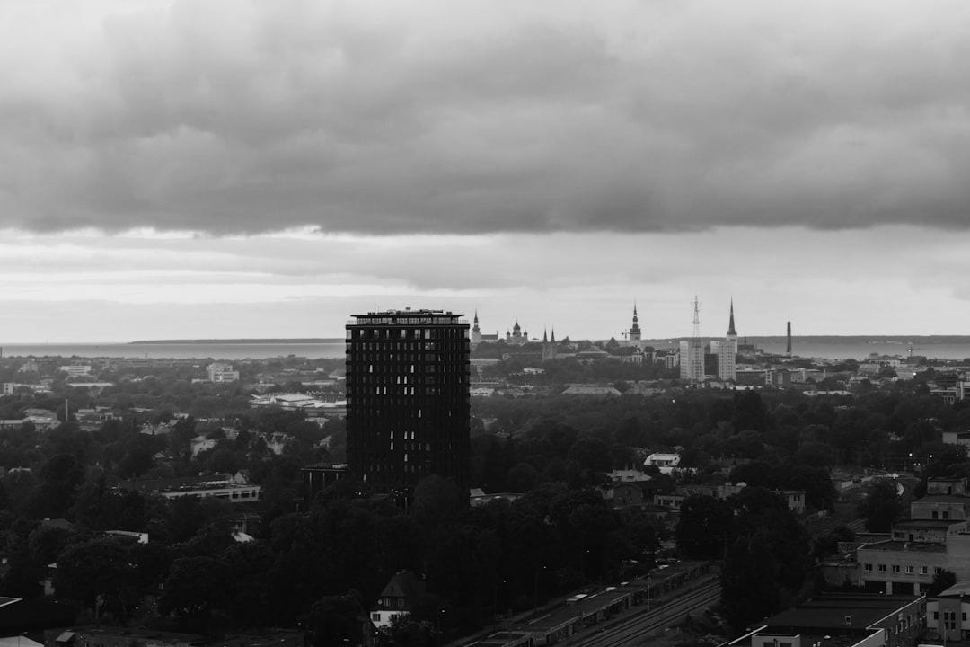 a view of a city at sunset from a high rise