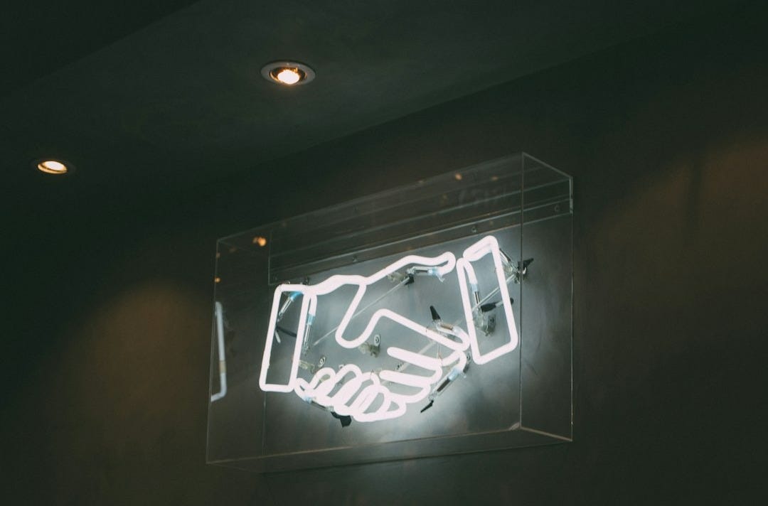 human hand neon signage