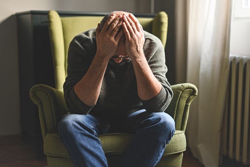 Mature adult man (mental burnout)