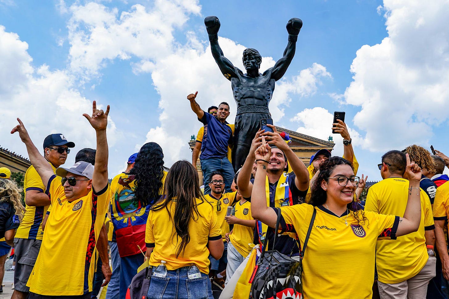 Brazilian soccer fans at the World Cup heed warning not to dress Rocky  statue in team gear