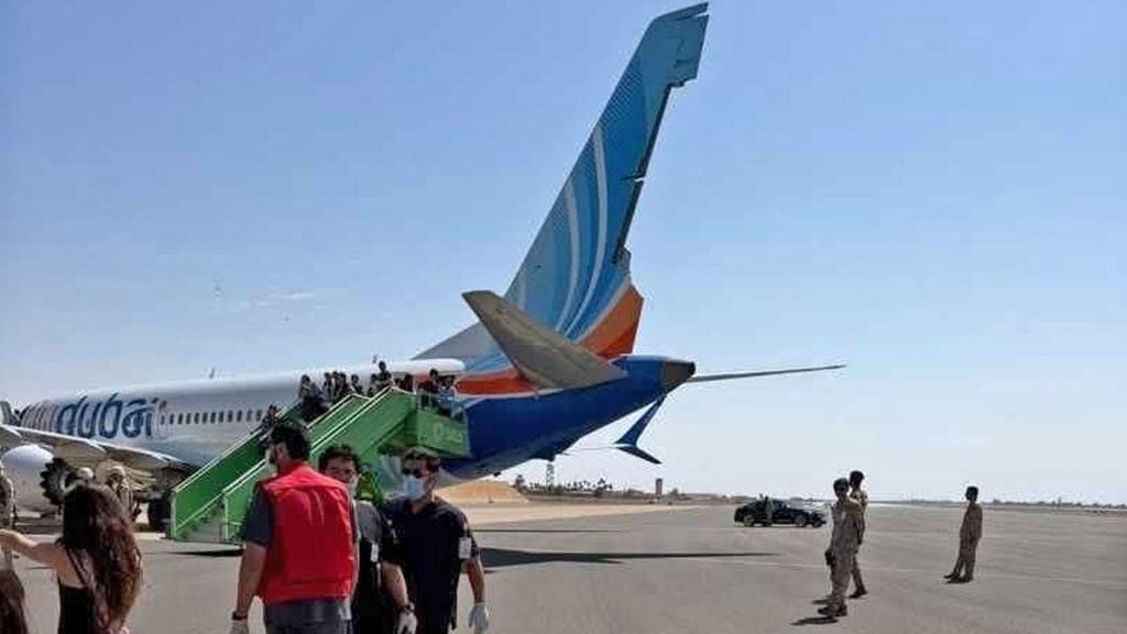 Plane showing damaged tail Plane showing damaged tail