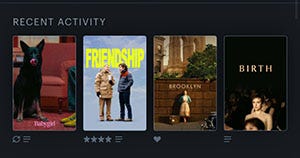 Movie posters for Babygirl, Friendship, Brooklyn, and Birth
