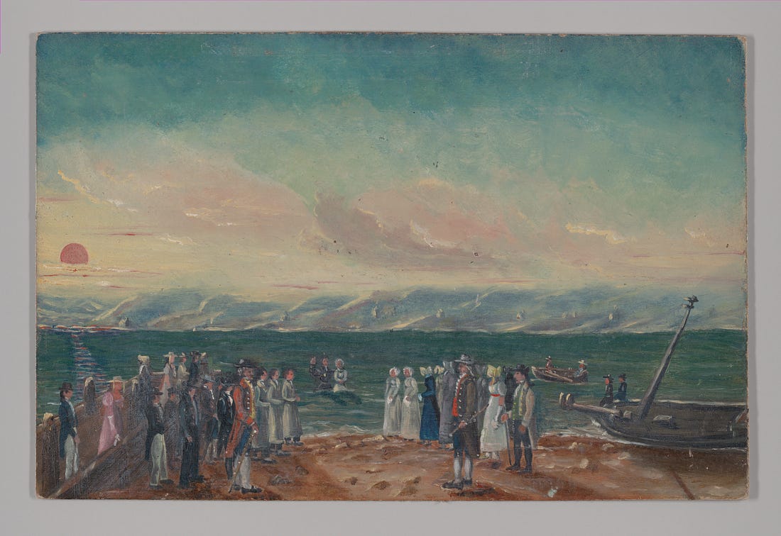 Baptism, William P. Chappel (American, 1801–1878), Oil on slate paper, American