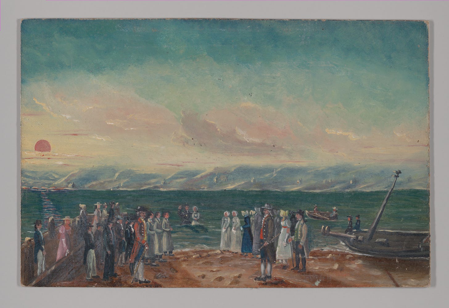 Baptism, William P. Chappel (American, 1801–1878), Oil on slate paper, American