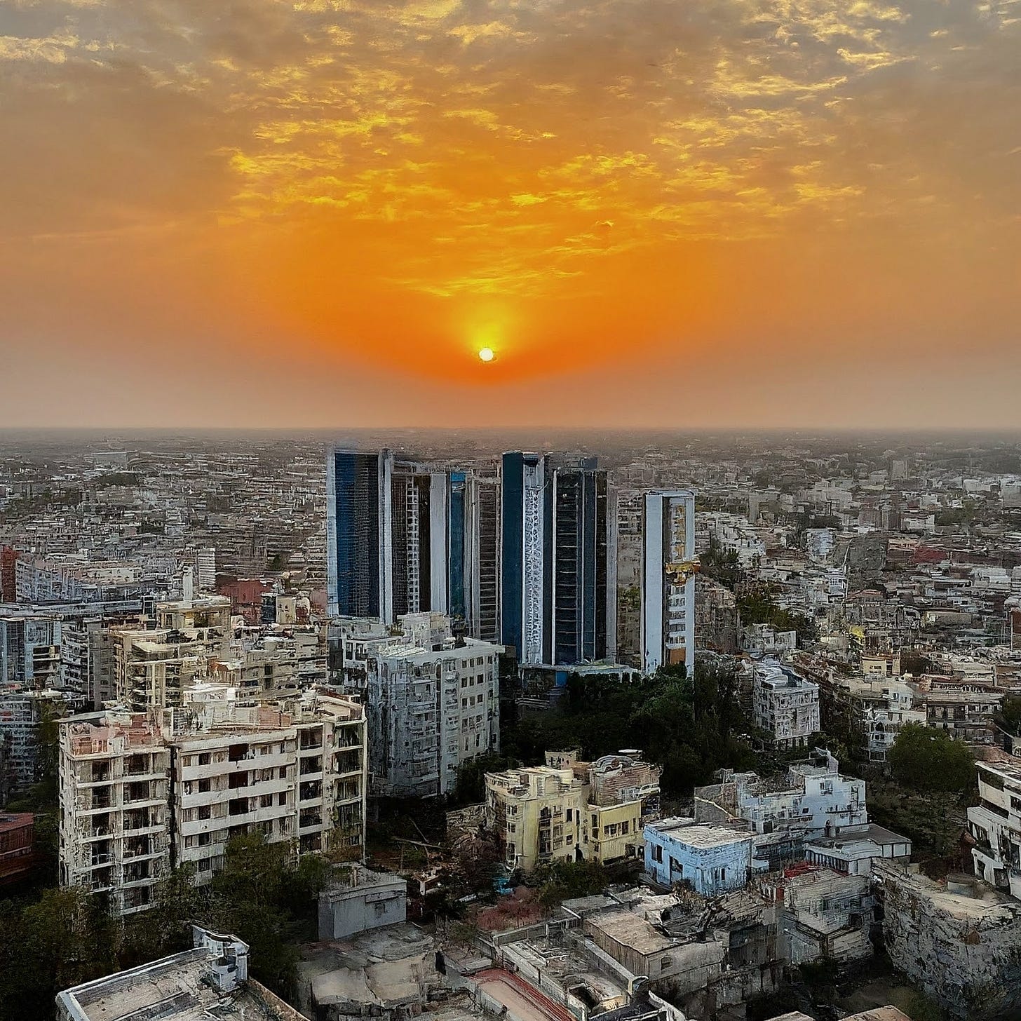 Modern buildings rising in Gorakhpur, symbolizing the city's rapid growth and potential for real estate investment.