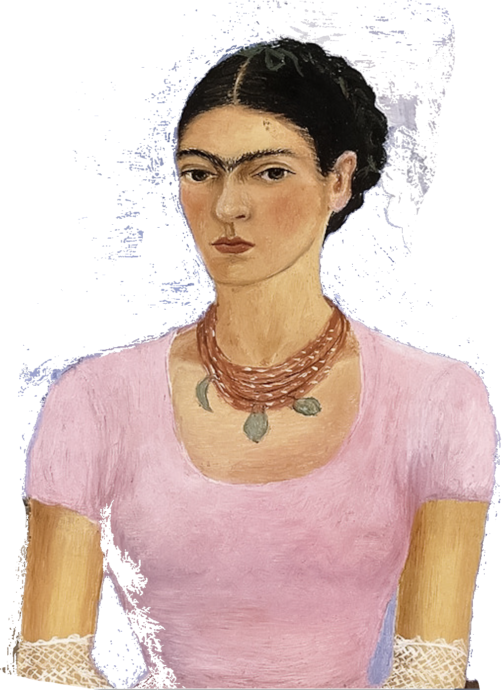frida kahlo pink dress Frida Kahlo: Self Portrait on the Borderline Between Mexico and USA 1932, High Resolultion Digital Art Downloads