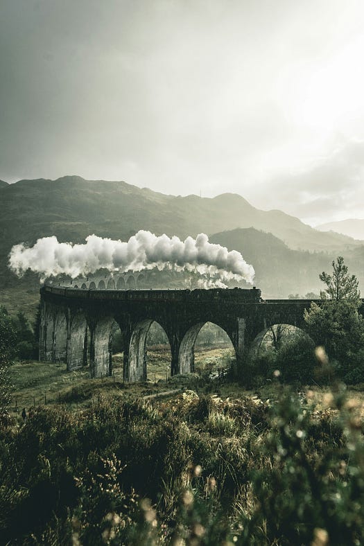 Train on a bridge. Train on a bridge.