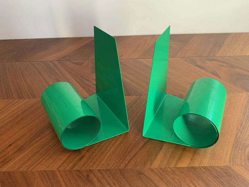 Vintage Green Teleflora Bookworm Bookends Pair MCM England 60s 70s image 1