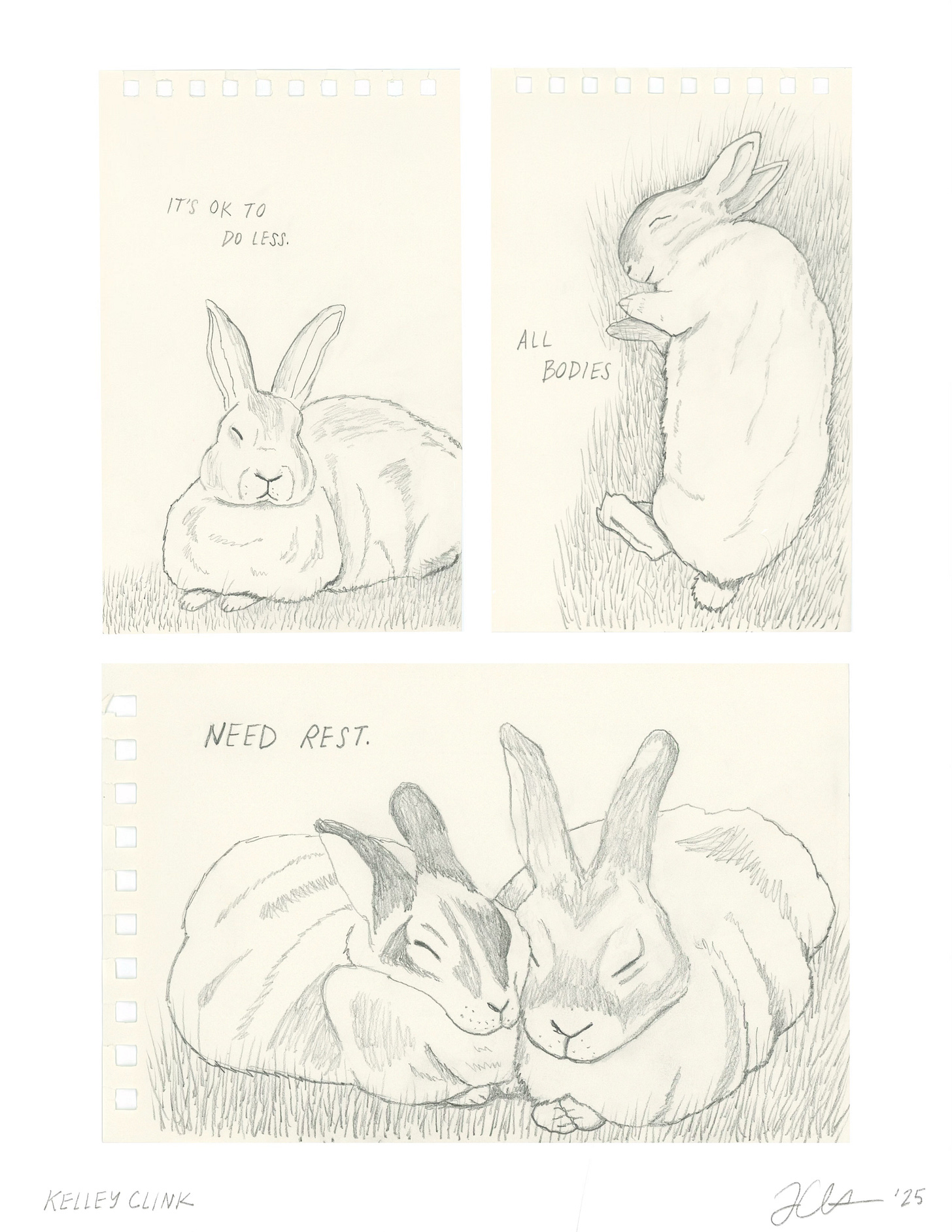 the three pencil drawings together sequentially as a comic