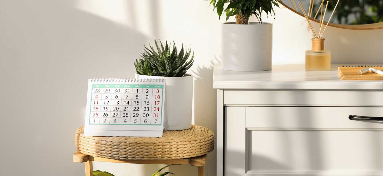 Widow’s Path – Changing the Calendar – Plain Values – January 2022 Small calendar on a table