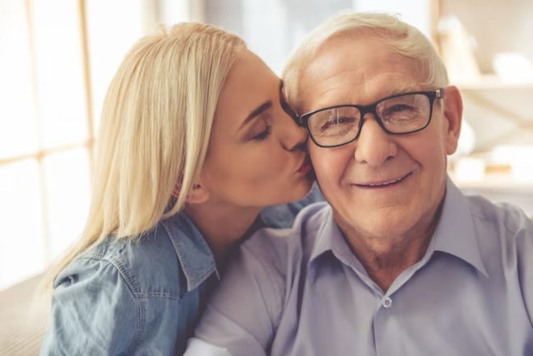 old man and young woman