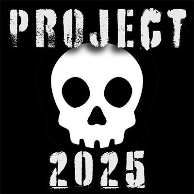 Skull image with “Project 2025” superimposed