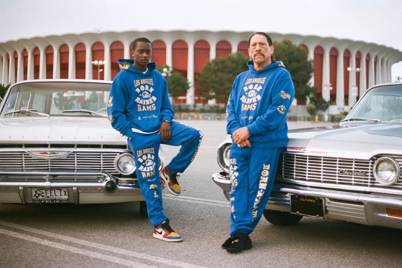 bornxraised born raised los angeles rams collaboration buddy danny trejo latinx black brown south Brotherhood Crusade