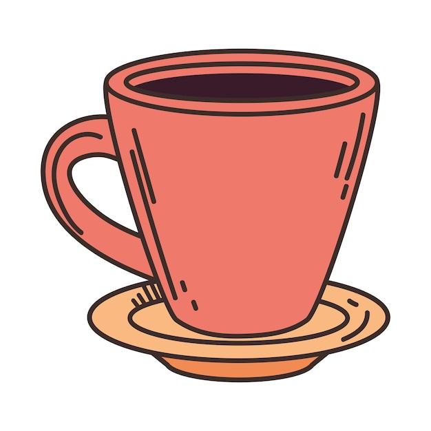 coffee cup in saucer isolated icon