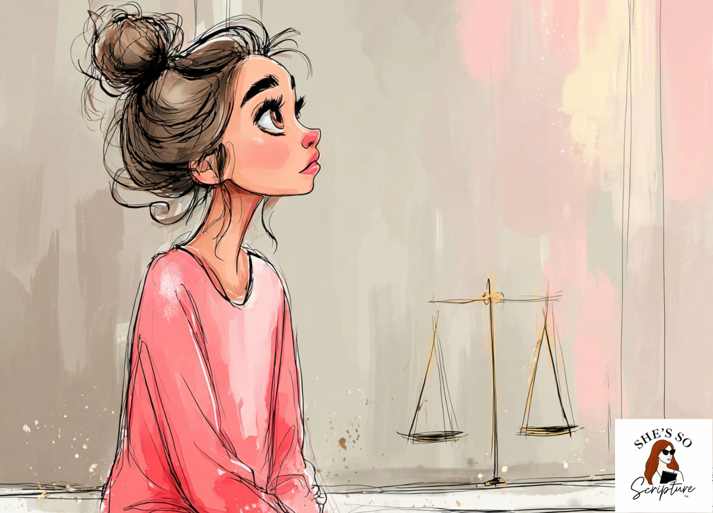 Illustration of a woman with a messy bun sitting in quiet reflection, with subtle visual elements representing balance and inner alignment. Illustration of a woman with a messy bun sitting in quiet reflection, with subtle visual elements representing balance and inner alignment.