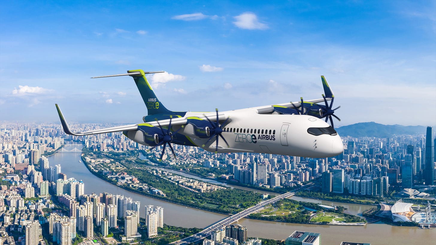 Rendering del modello ZEROe a idrogeno di airbus - 21 Grammi di Turismo 