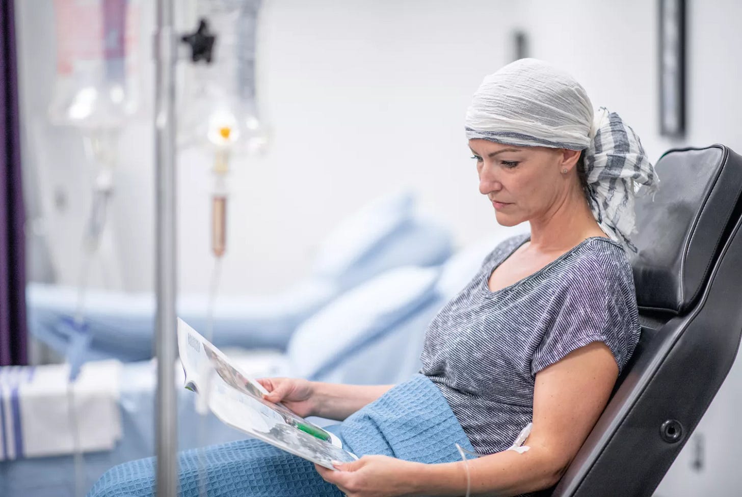 Oncology patient in the hospital - stock photo
