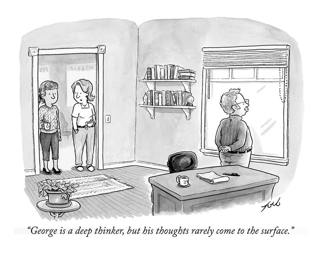 Signed Print of My New Yorker Cartoon george is A Deep Thinker - Etsy Canada