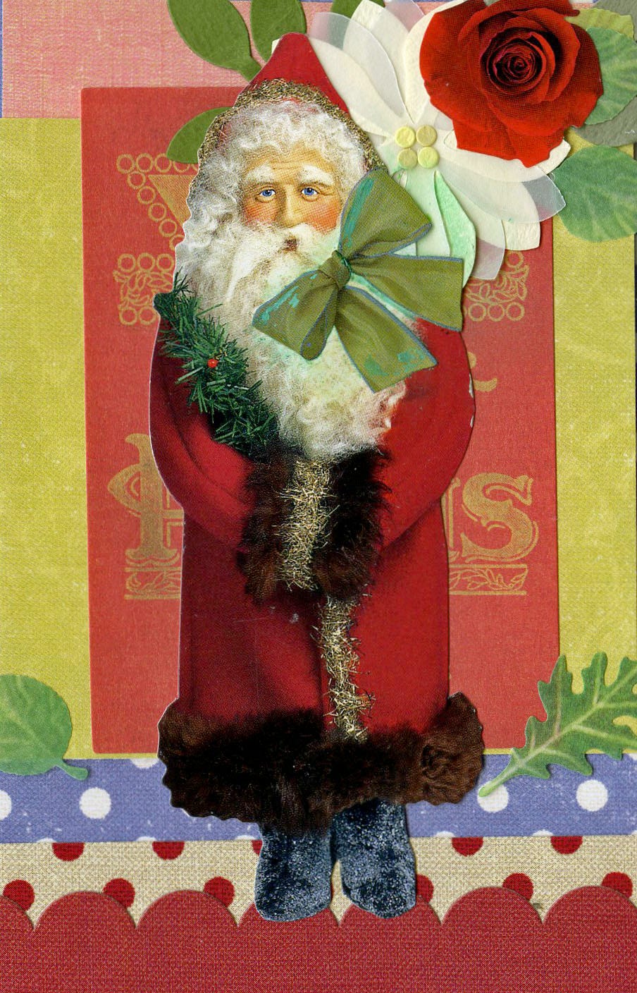 collage of Santa holding flowers collage of Santa holding flowers