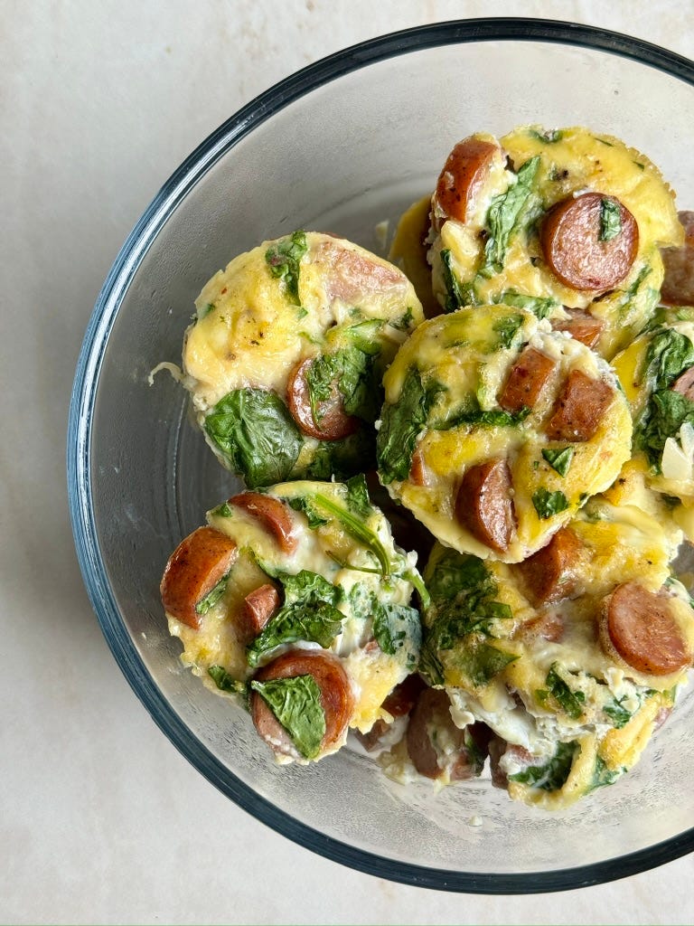 Kale & chicken sausage egg bites
