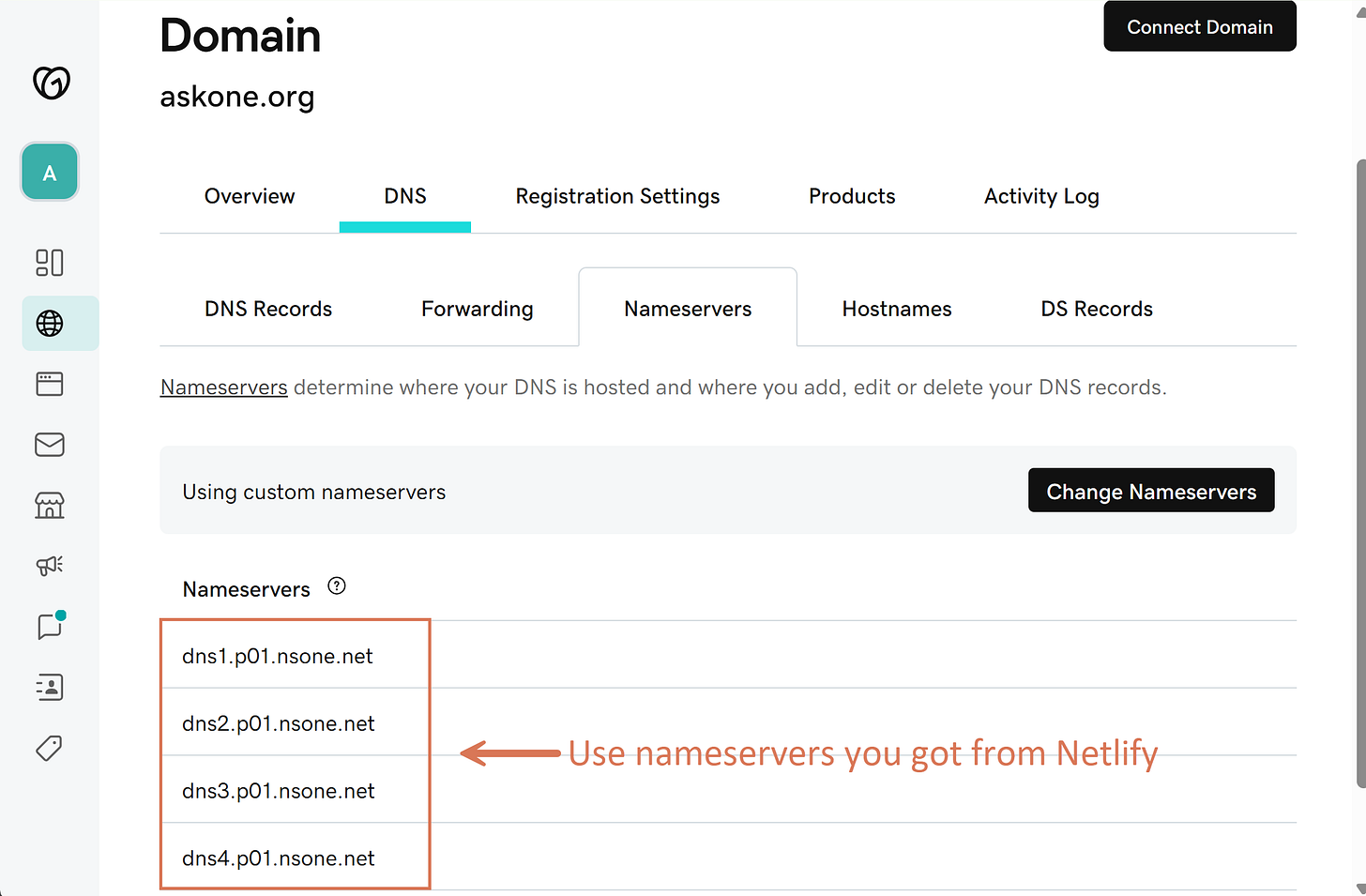 GoDaddy nameservers set to Netlify DNS GoDaddy nameservers set to Netlify DNS