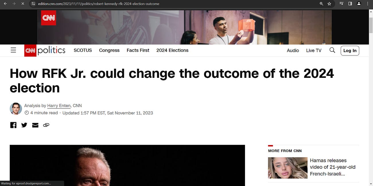 I want RFK (Bobby Kennedy Jr.) to remain in the race (I like him) & do very well, to even be considered Trump's VP, and if not, placed to head HHS with all agenices FDA, CDC, NIH, reporting to him; I 